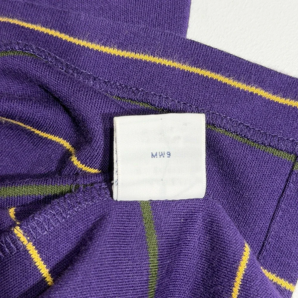 VTG Ralph Lauren Polo Shirt Purple with Gold & Green Stripes Mardi Gras NOLA